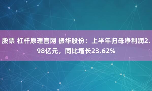 股票 杠杆原理官网 振华股份：上半年归母净利润2.98亿元，同比增长23.62%